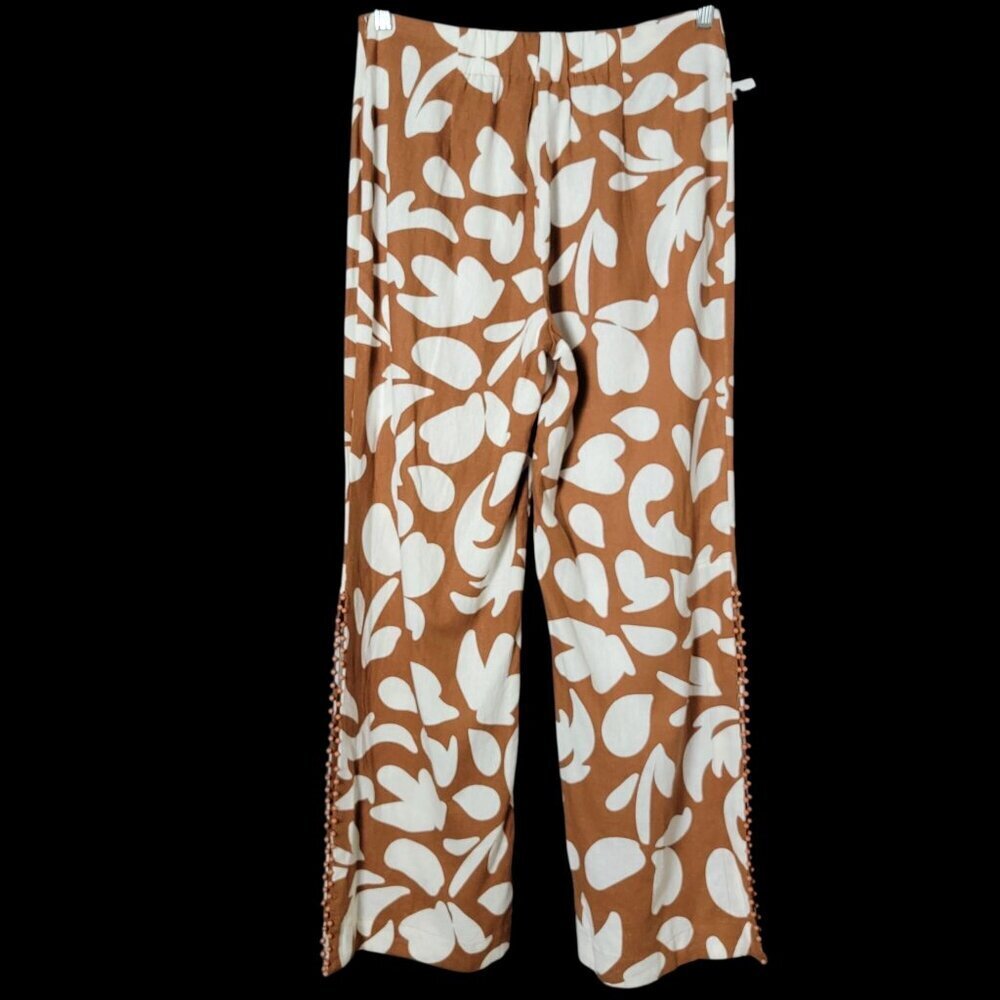 House of Harlow 1960 Womens Linen Blend Beaded Wide Leg Side Slit Pants Size 8 - Picture 4 of 10